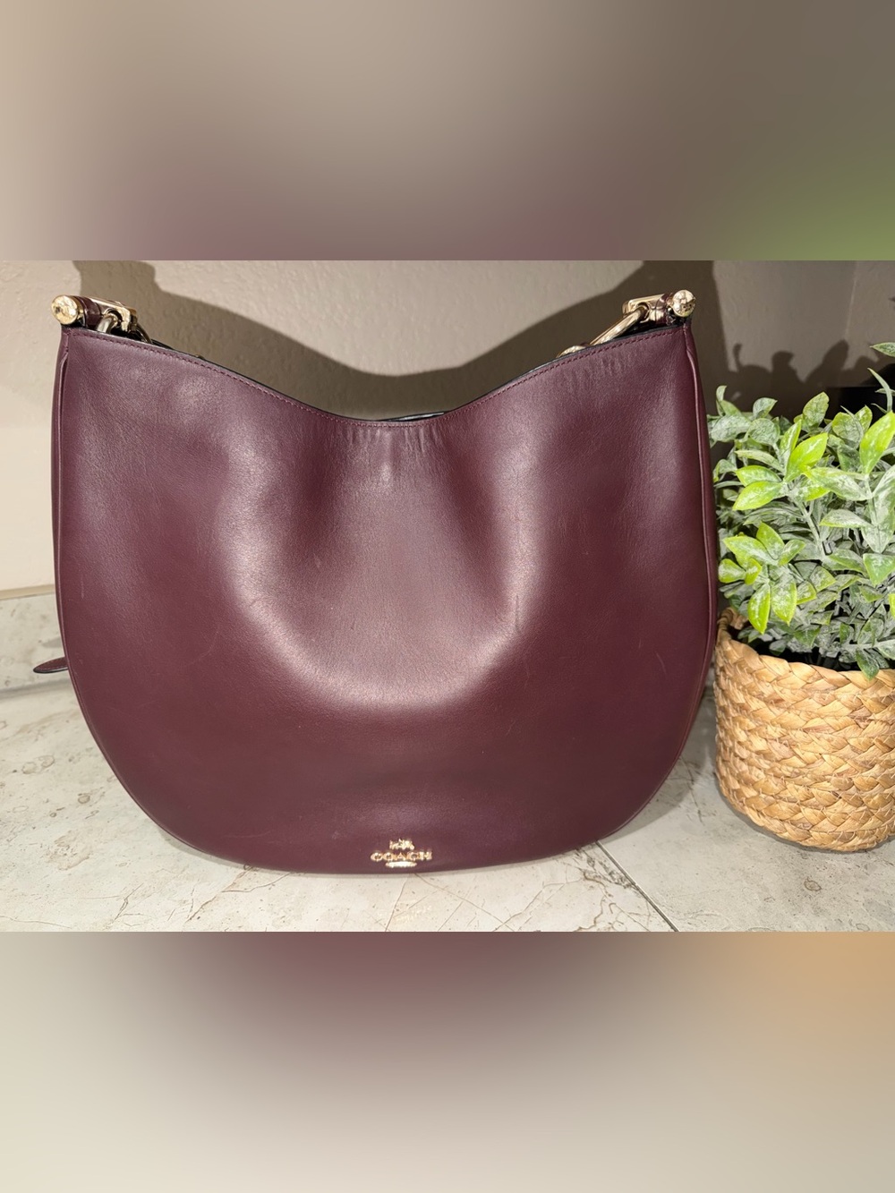 Coach Nomad Burgundy Leather Hobo with Gold Hardware - Picture 13 of 15